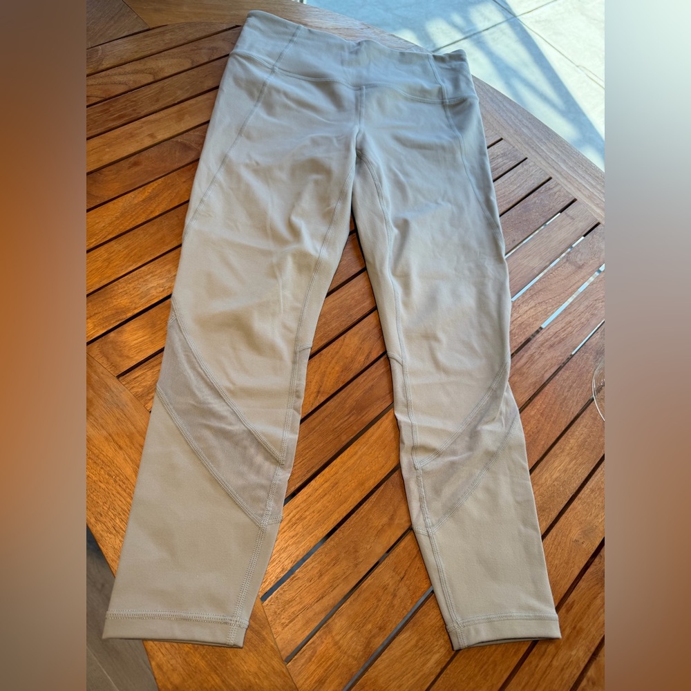 Athleta Light Tan Pants with mesh panels